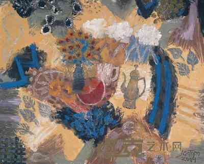 Jose Gotopo 2004年作 永远的金色和蓝色 140×174cm